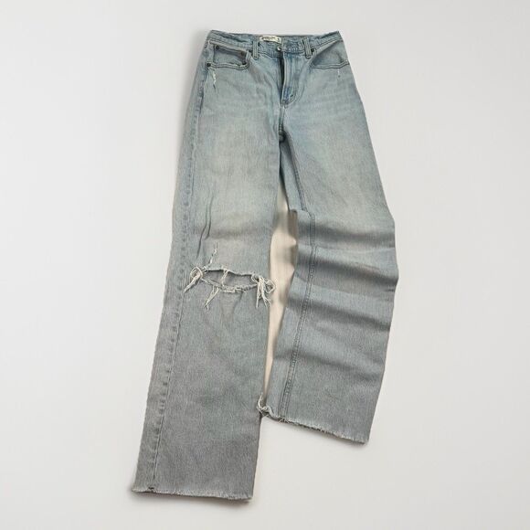Abercrombie & Fitch 90’s Relaxed High Rise Jeans Womens Size 27/ 4 Long Wide Leg - Picture 2 of 10